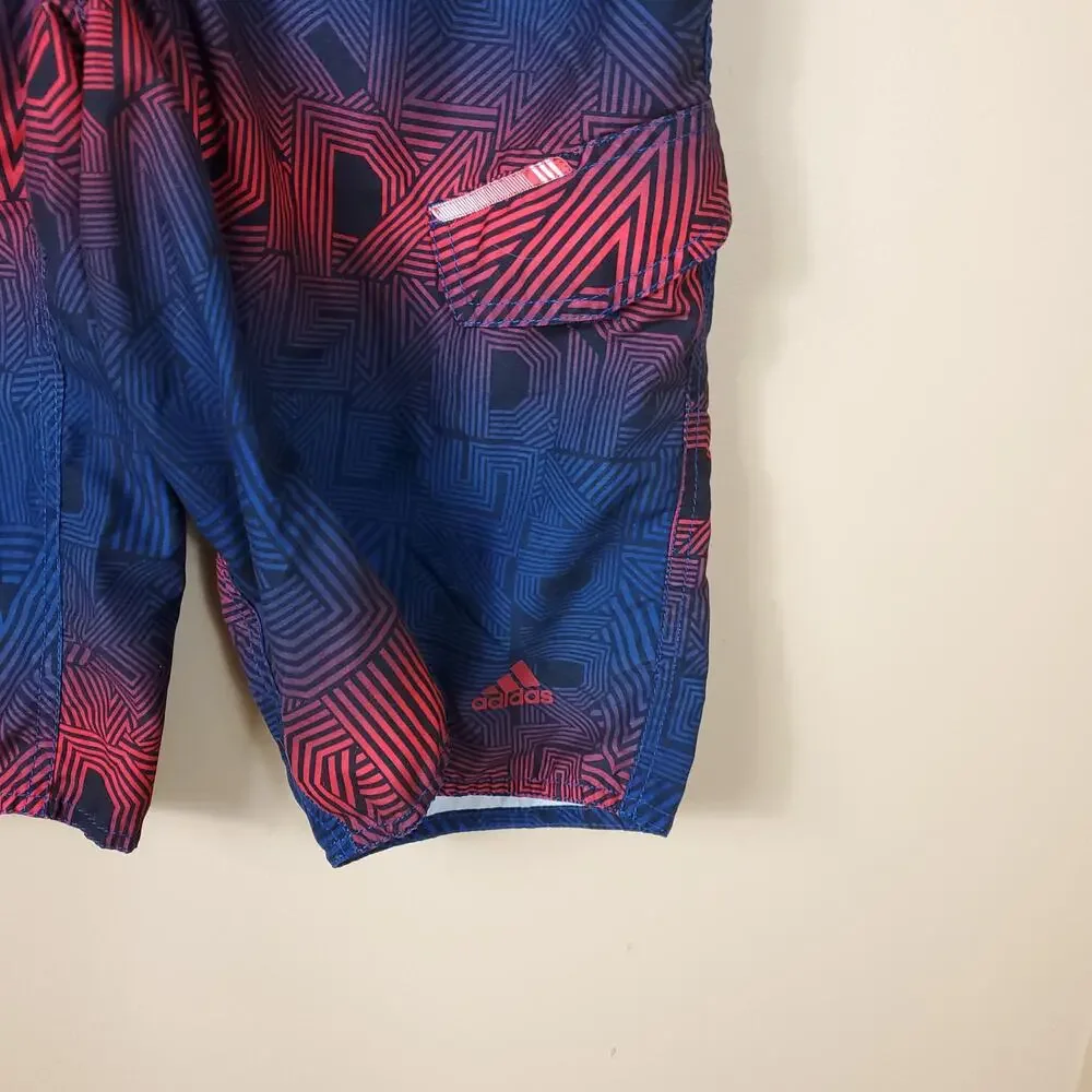 Adidas Swim Trunks Red Blue Adidas Spell Out Geometric Drawstring Cargo Men S - Picture 4 of 10